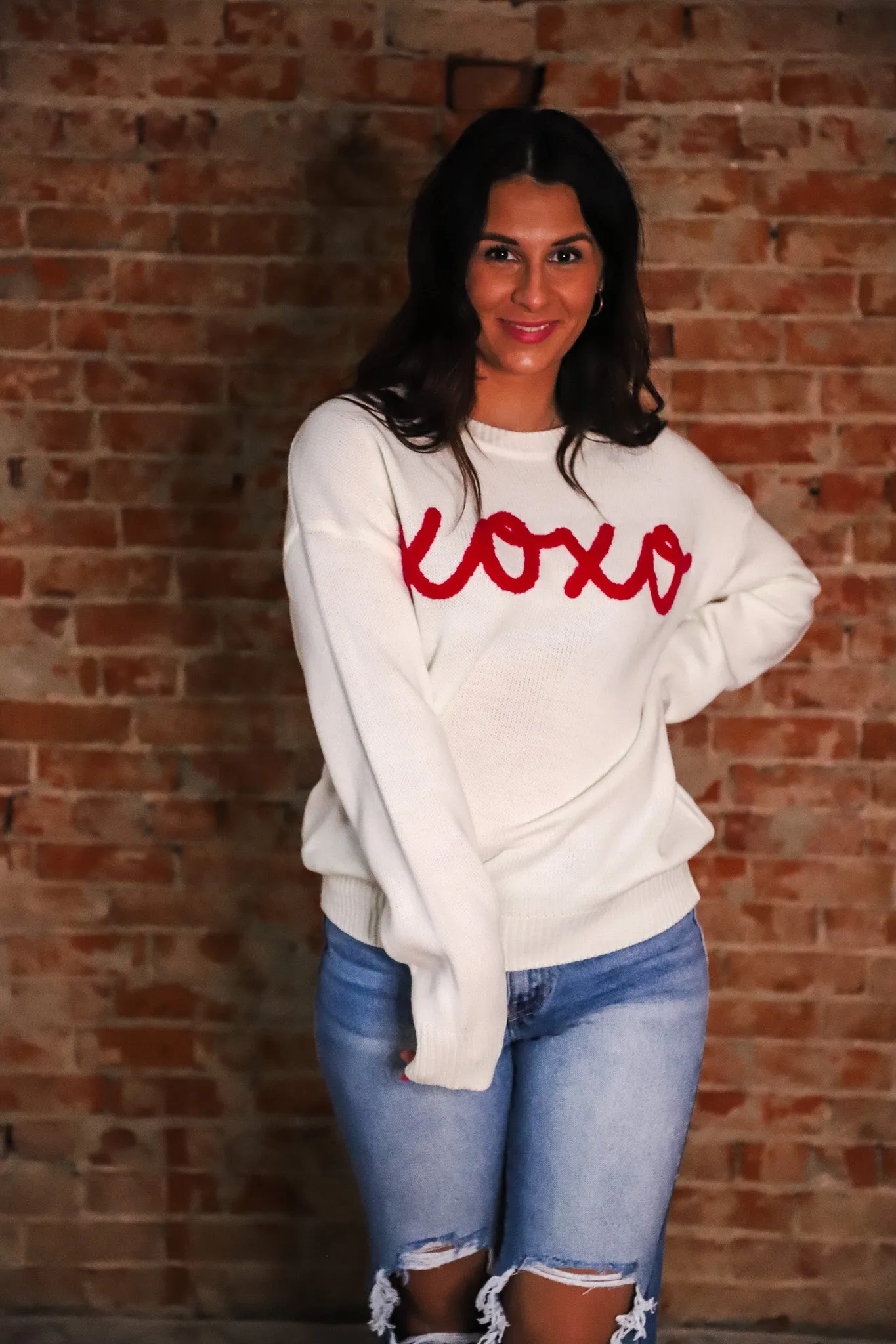 XOXO Puffy Embroidered Sweater